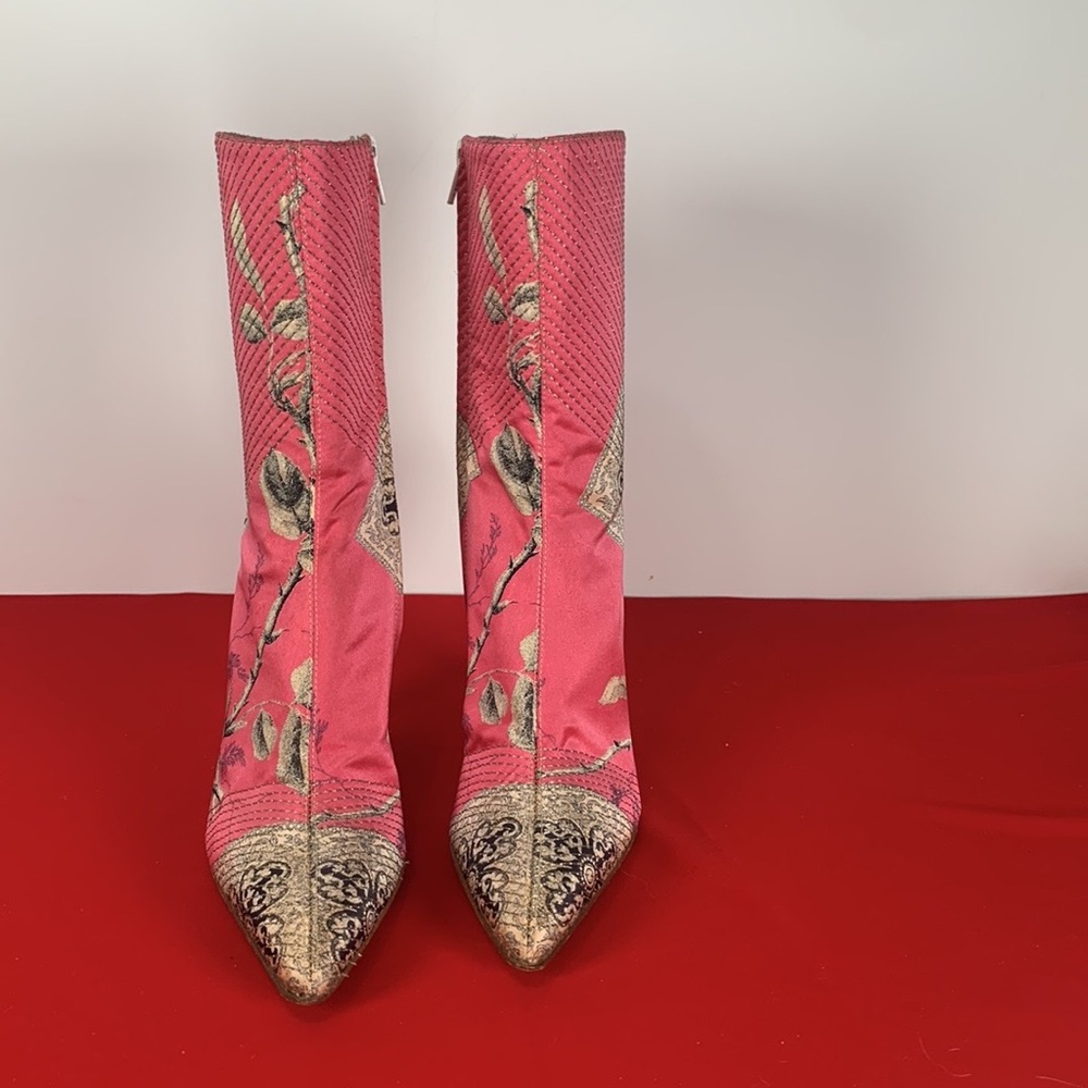 Roberto Cavalli floral satin boots size 38
